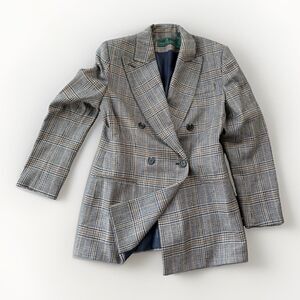 Vtg Embassy Row Plaid Blazer Womens 4 Double Breasted Tweed Wool Jacket Preppy